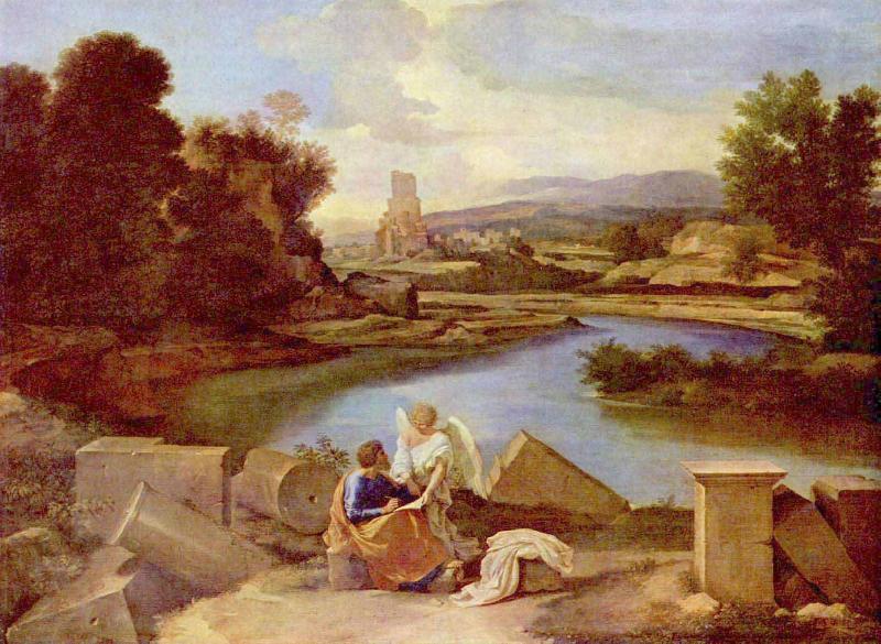Nicolas Poussin Landschaft mit dem Hl. Matthaus china oil painting image